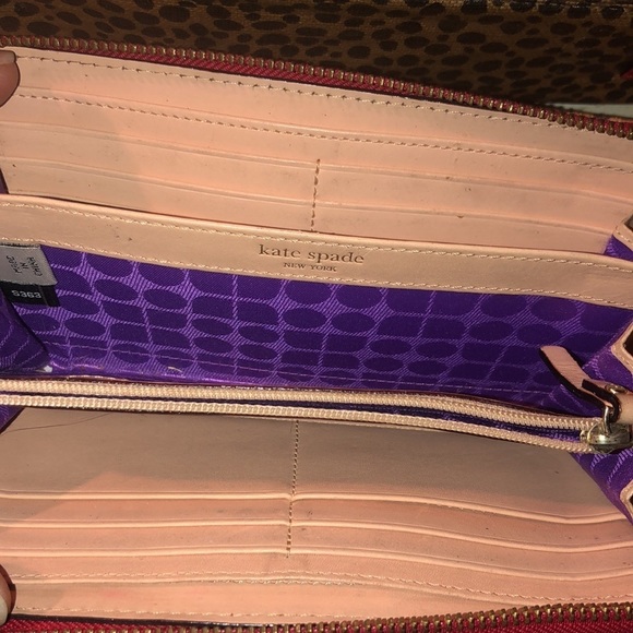 Kate Spade large black and tan leopard print handbag red leather with wallet - Picture 7 of 16